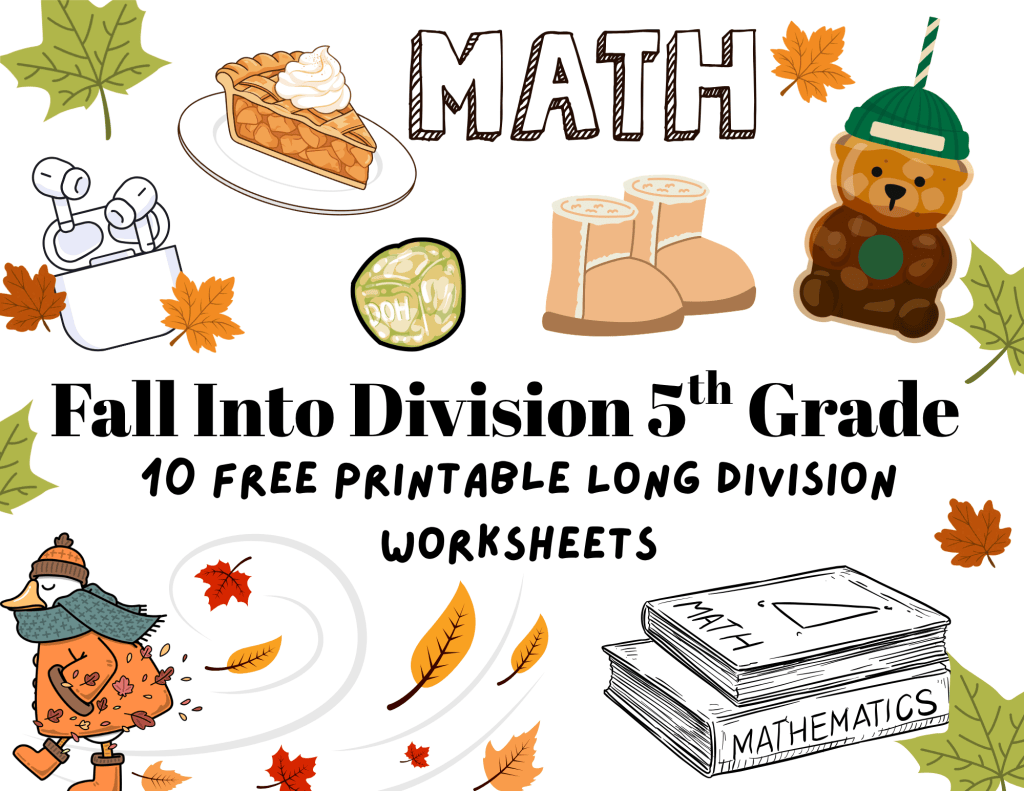 fall themed 5th grade long division worksheets