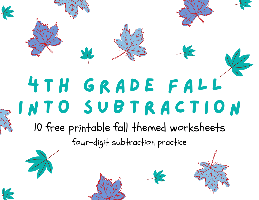 4th grade subtraction worksheets fall themed free printable