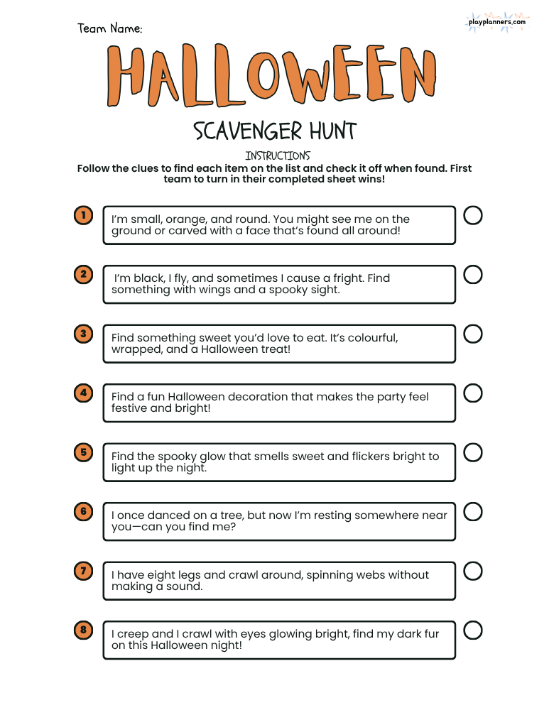 kids halloween party scavenger hunt