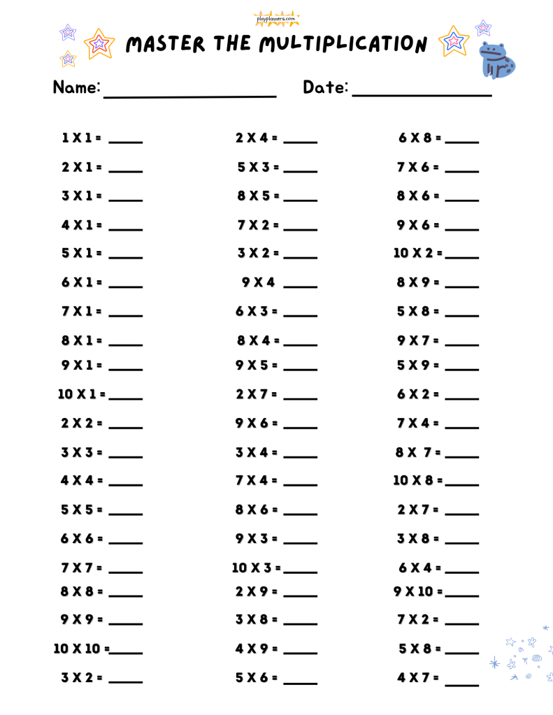 3rd grade multiplication worksheet 