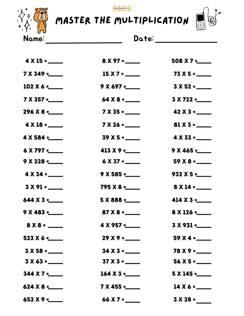 4th grade multiplication activities