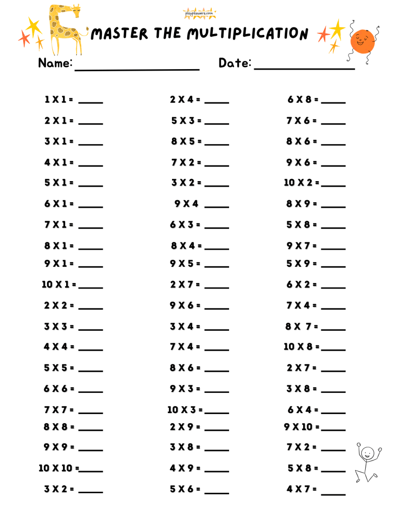 3rd grade multiplication worksheet 
