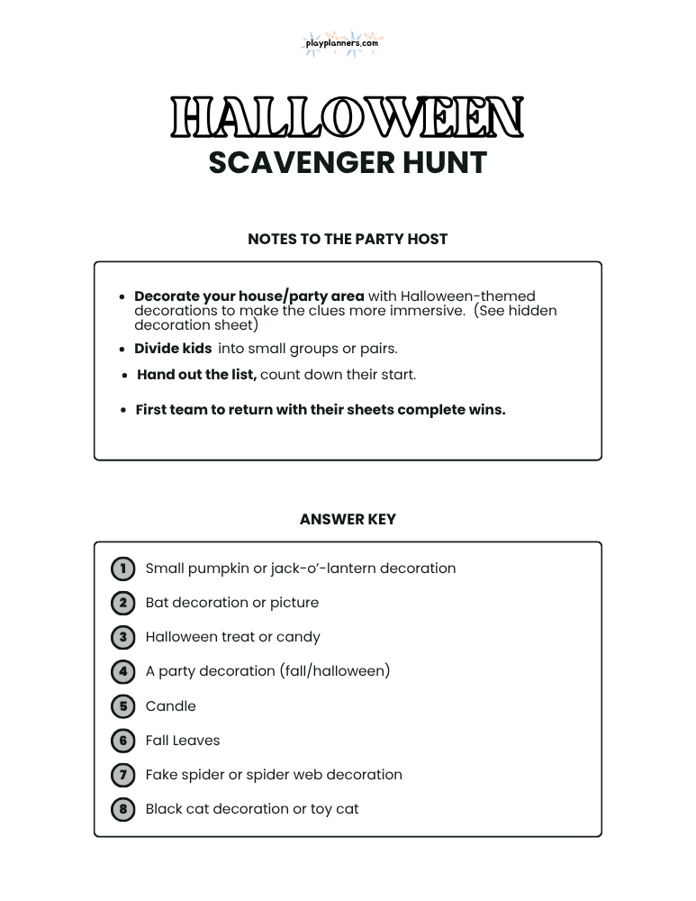 halloween icons for kids scavenger hunt