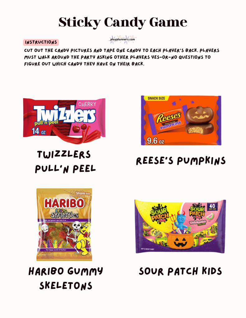 kids printable halloween candy guessing game