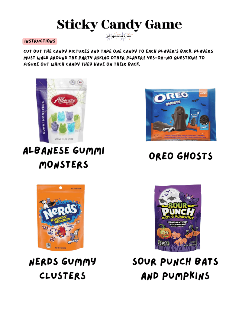 kids printable halloween candy guessing game