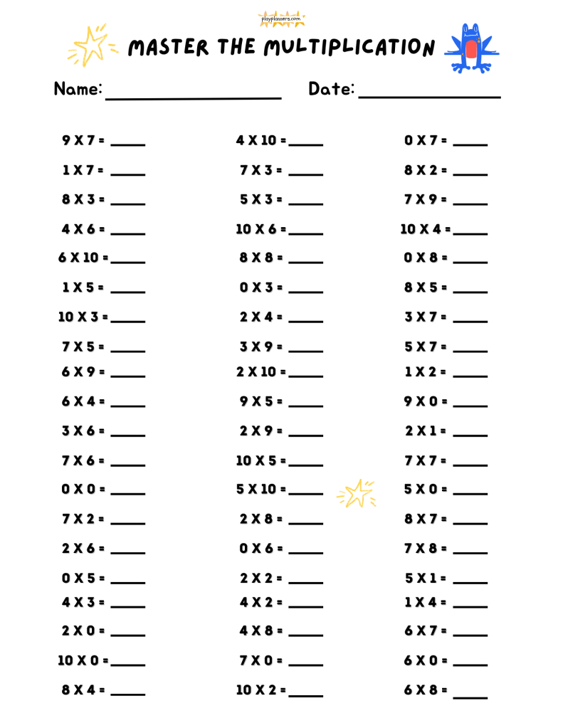 3rd grade multiplication worksheet 