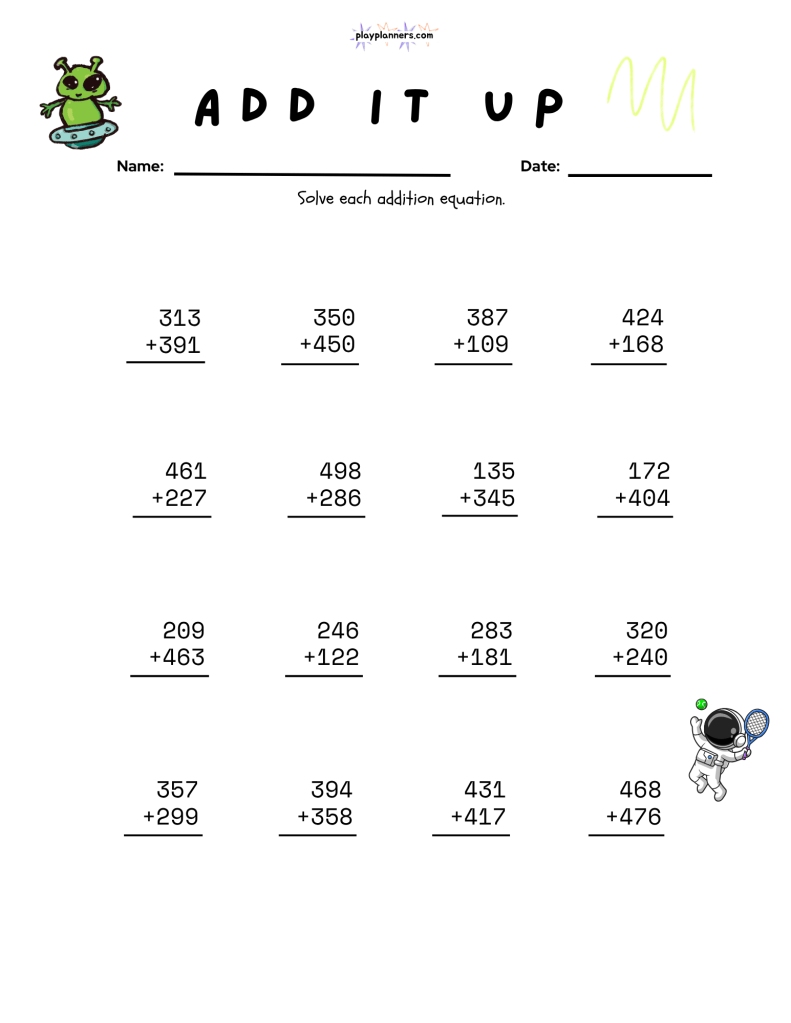 free free printable 3rd grade addition worksheet