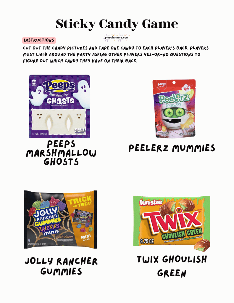 kids printable halloween candy guessing game