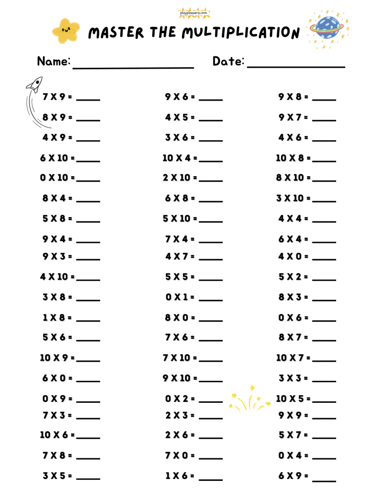 3rd grade multiplication worksheet 