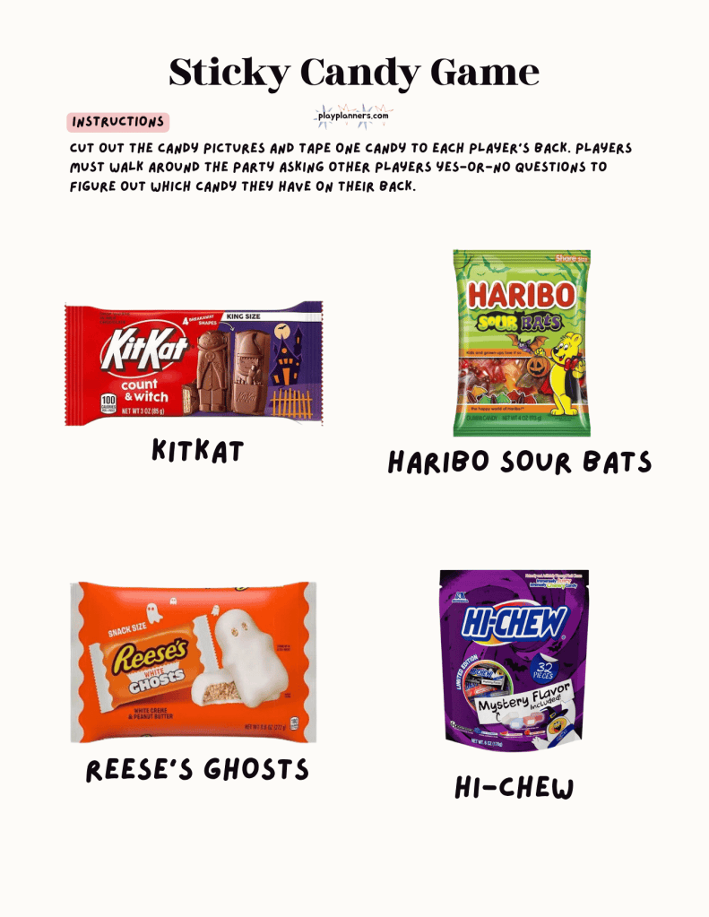 kids printable halloween candy guessing game