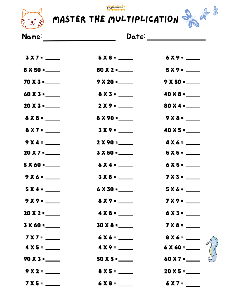 3rd grade multiplication worksheet 