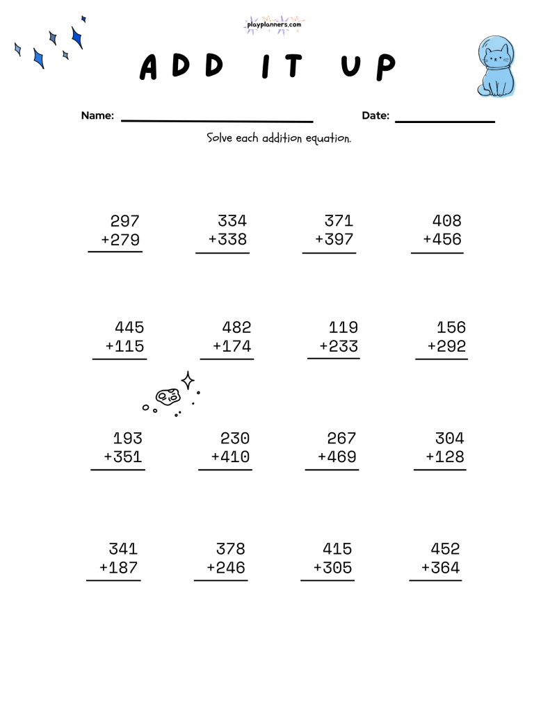 kids free printable 3rd grade addition worksheet