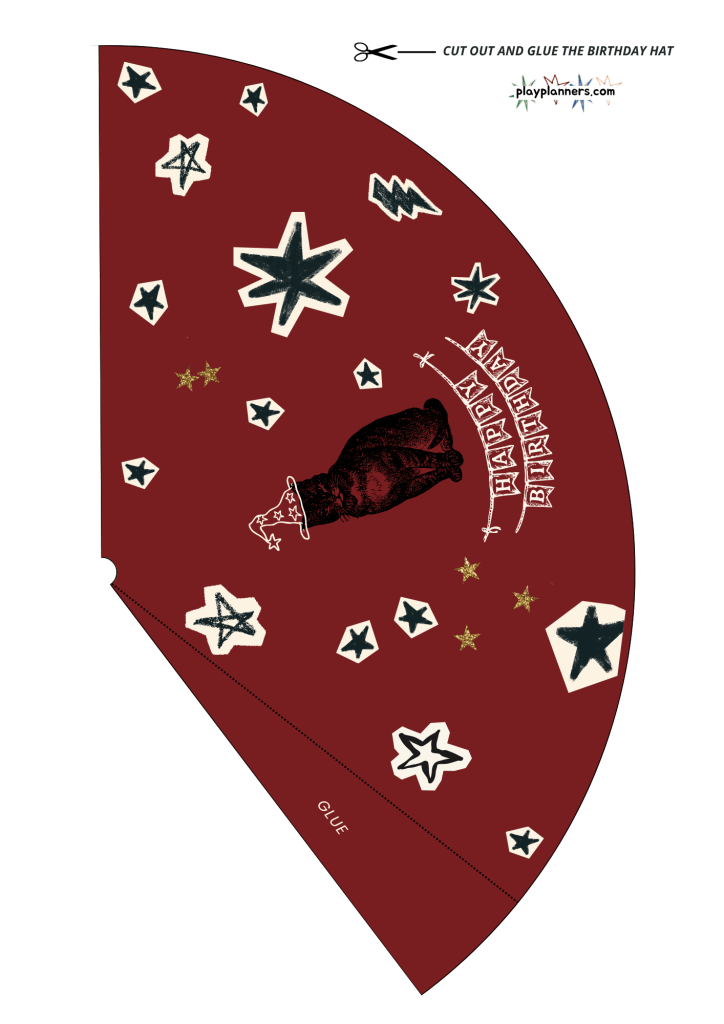 Magical Harry Potter birthday hat printable for children attending a wizard themed birthday party.