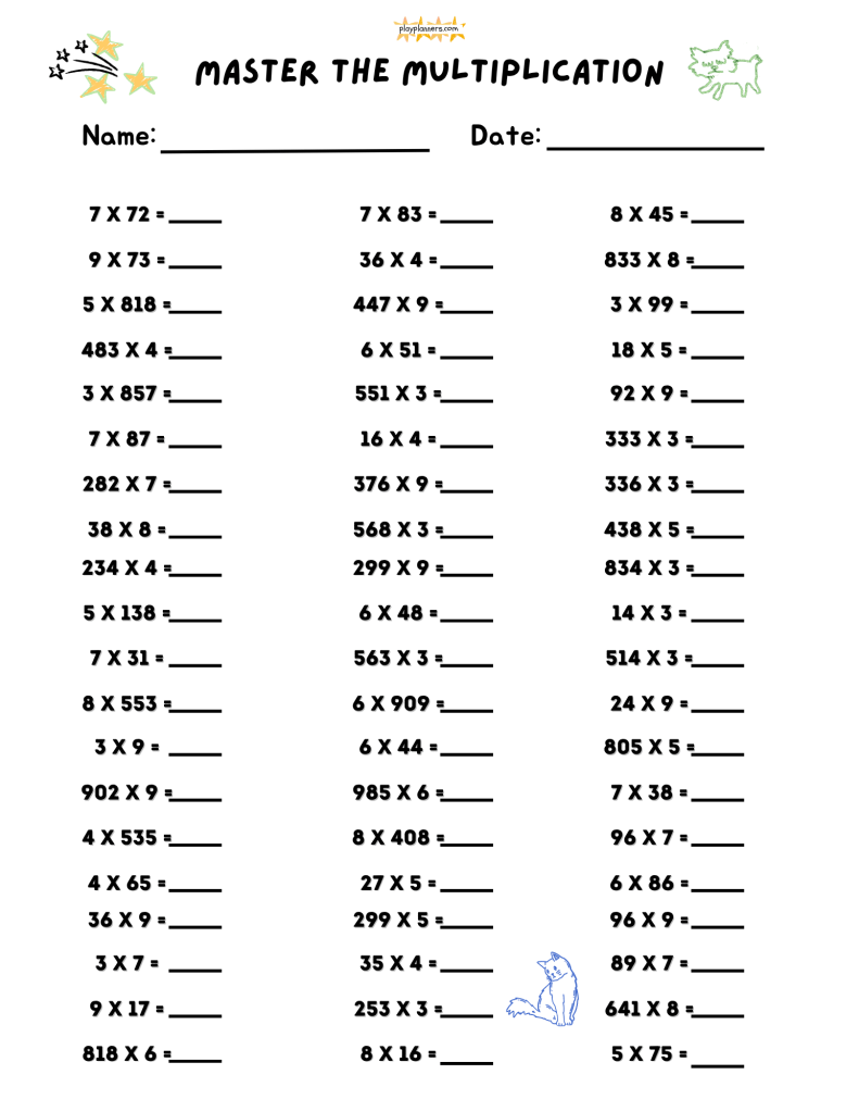 4th grade multiplication activities