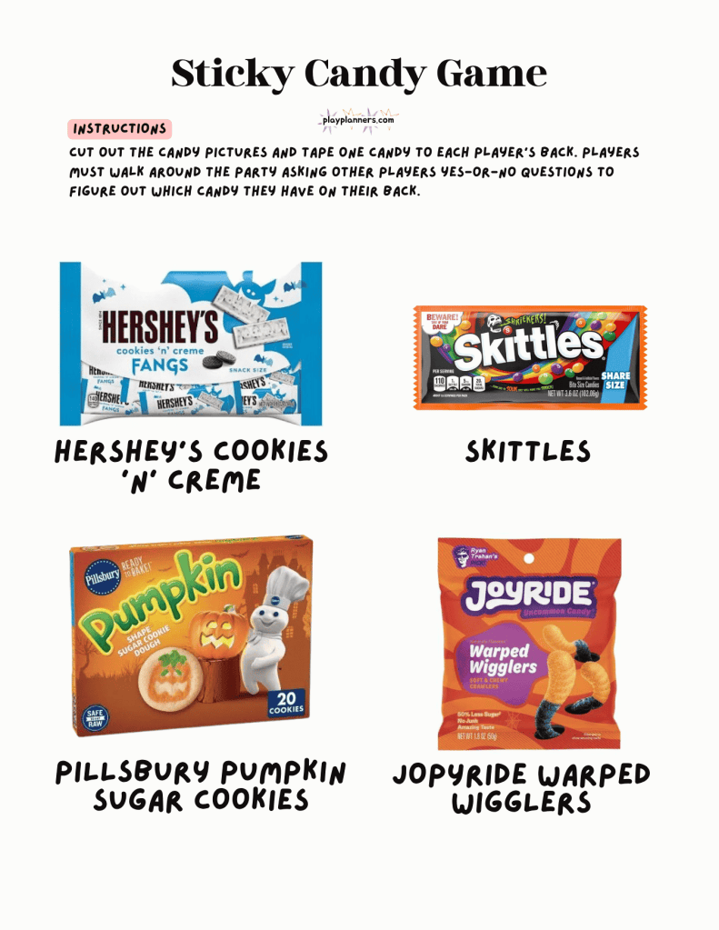 kids printable halloween candy guessing game