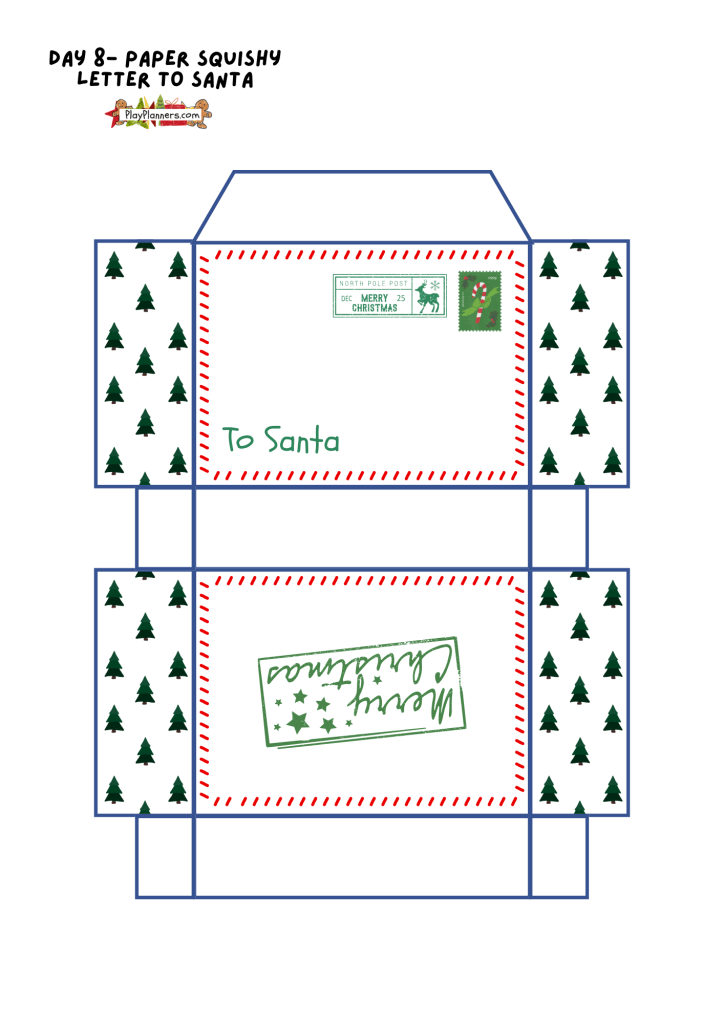 Letter to Santa paper squishy printable for kids, a festive design inspired by writing Christmas wish letters.