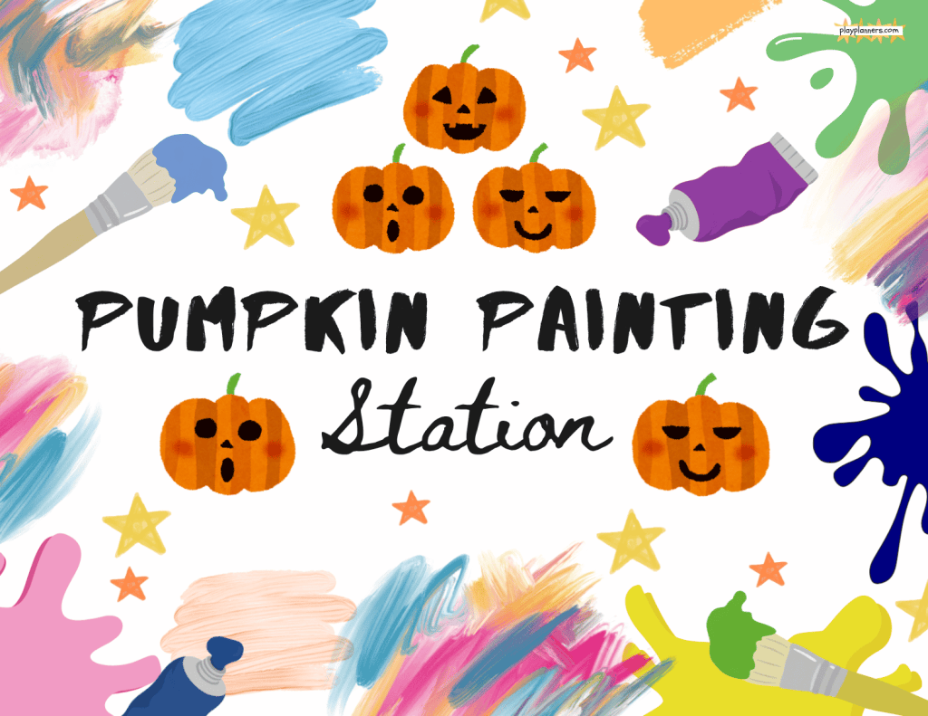 pumpkin painting station halloween party sign