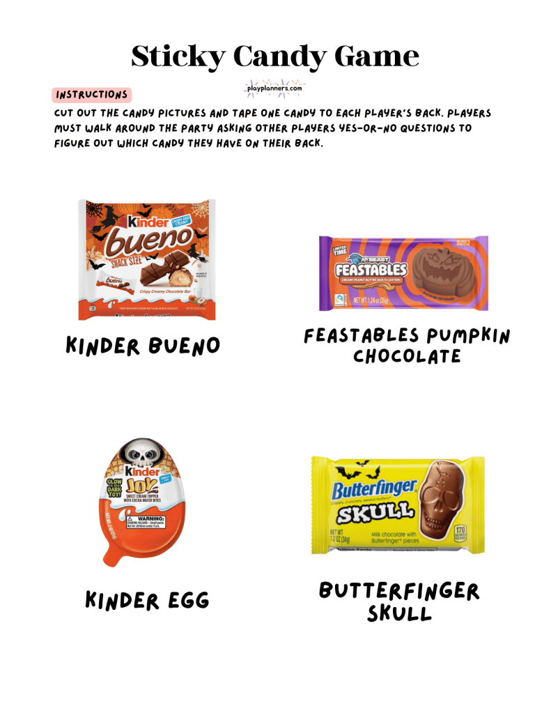 kids printable halloween candy guessing game