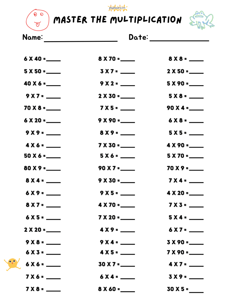3rd grade multiplication worksheet 