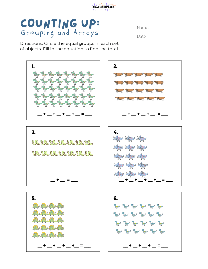 Nature-themed arrays worksheet featuring monkeys, fruit, bees, and butterflies for 3rd grade equal groups and repeated addition practice.