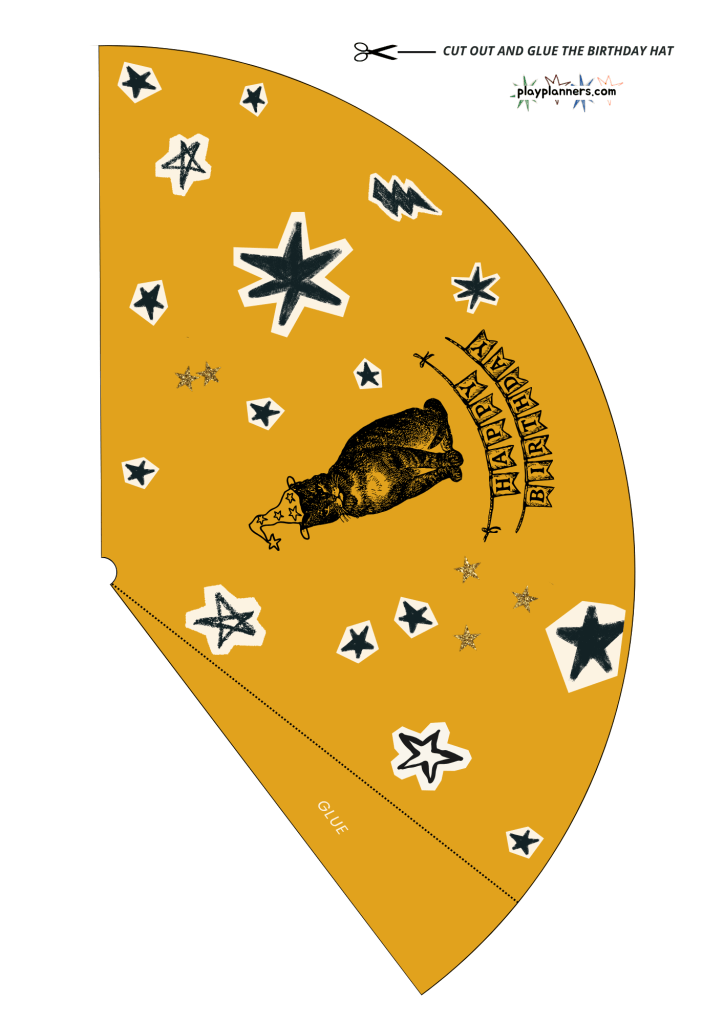 Harry Potter birthday party printable hat designed for kids to wear at a magical wizard celebration.