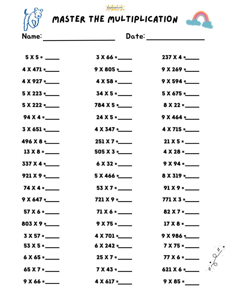 4th grade multiplication activities