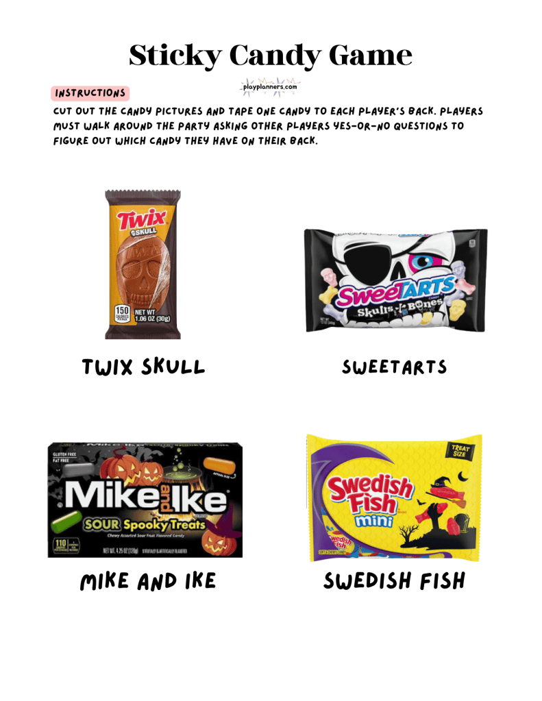 kids printable halloween candy guessing game