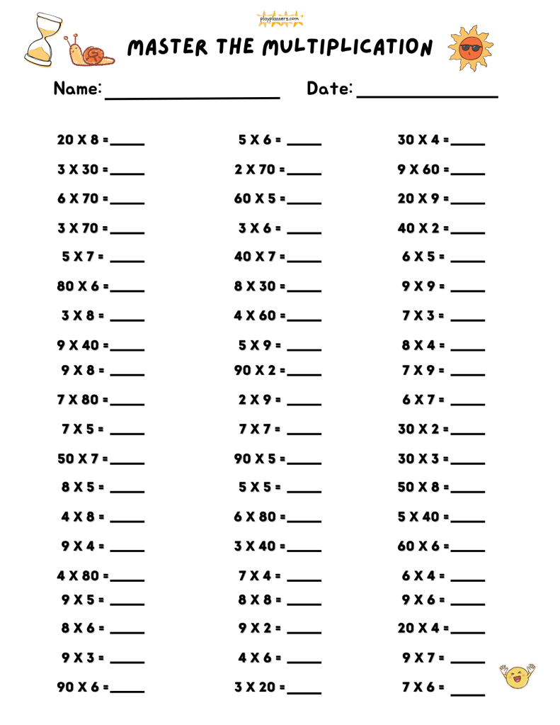 3rd grade multiplication worksheet 