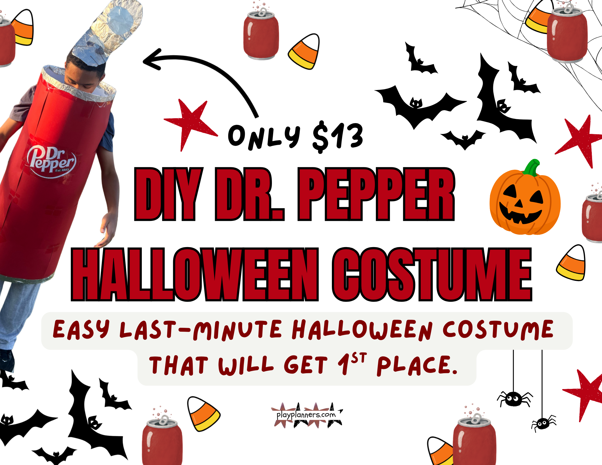 DIY Dr Pepper Can Halloween Costume (Last-Minute and Only $13!)