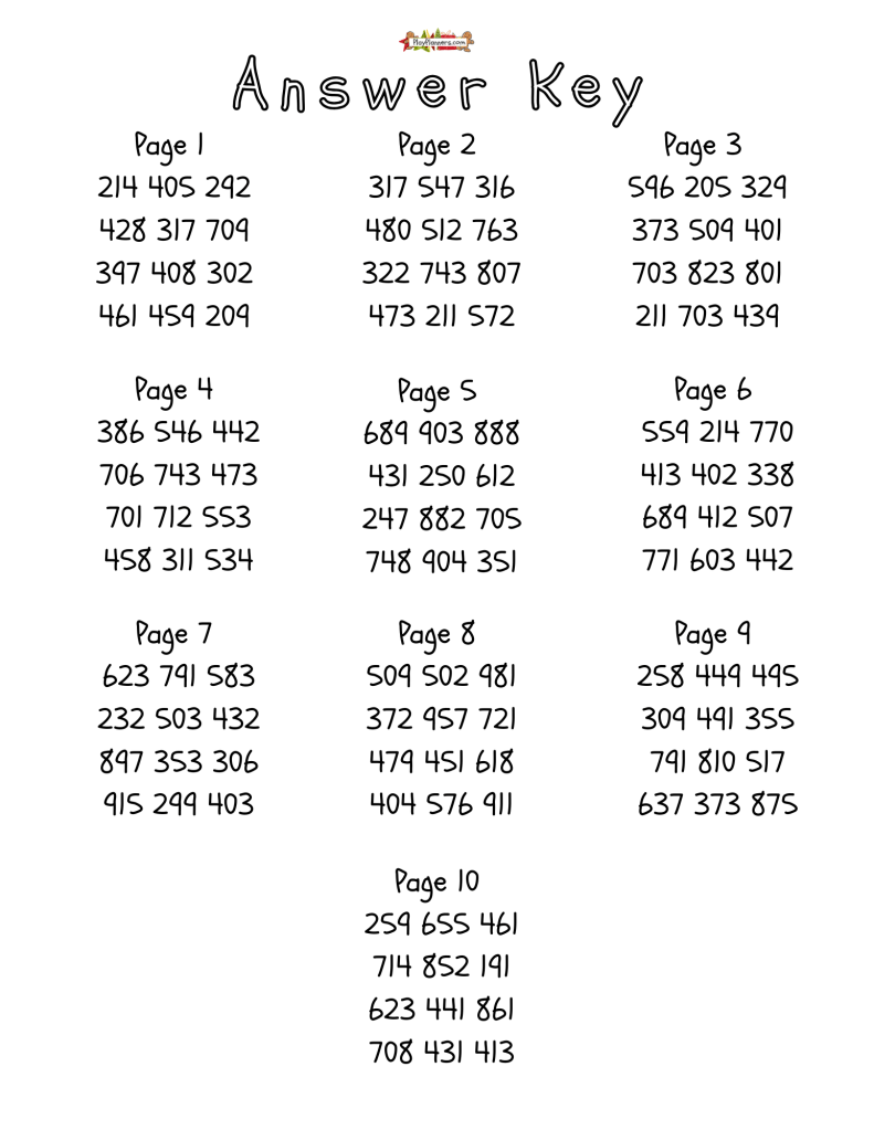 answer key for 4th grade long division problems