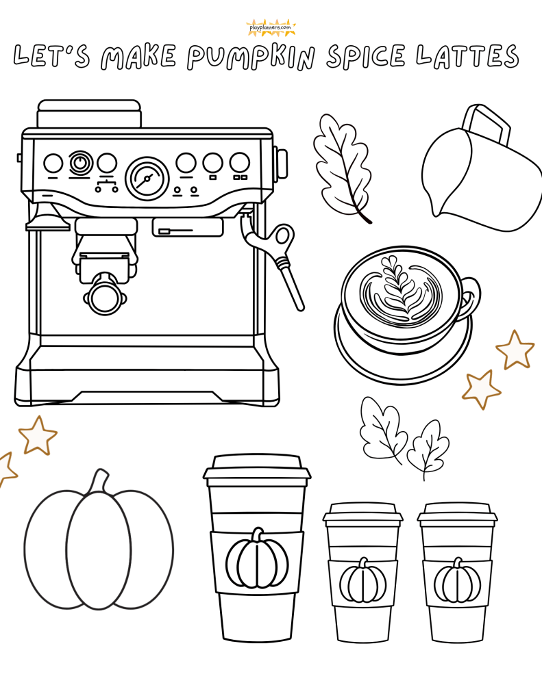 fall espresso machine pumpkin coloring page