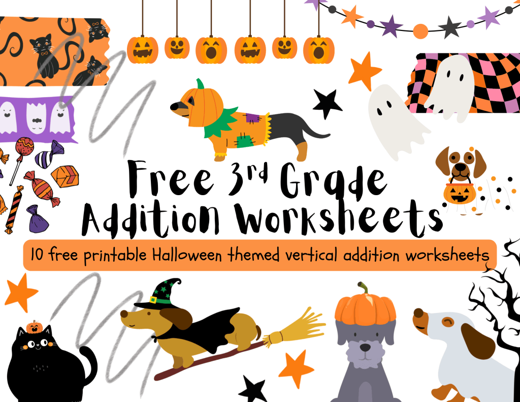 10 free printable halloween 3rd grade addition practice worksheets