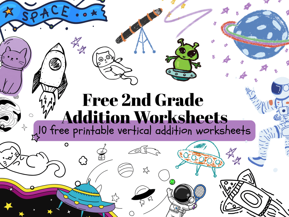 Free 2nd Grade Addition Worksheets: Space Themed Two-Digit&nbsp;Addition