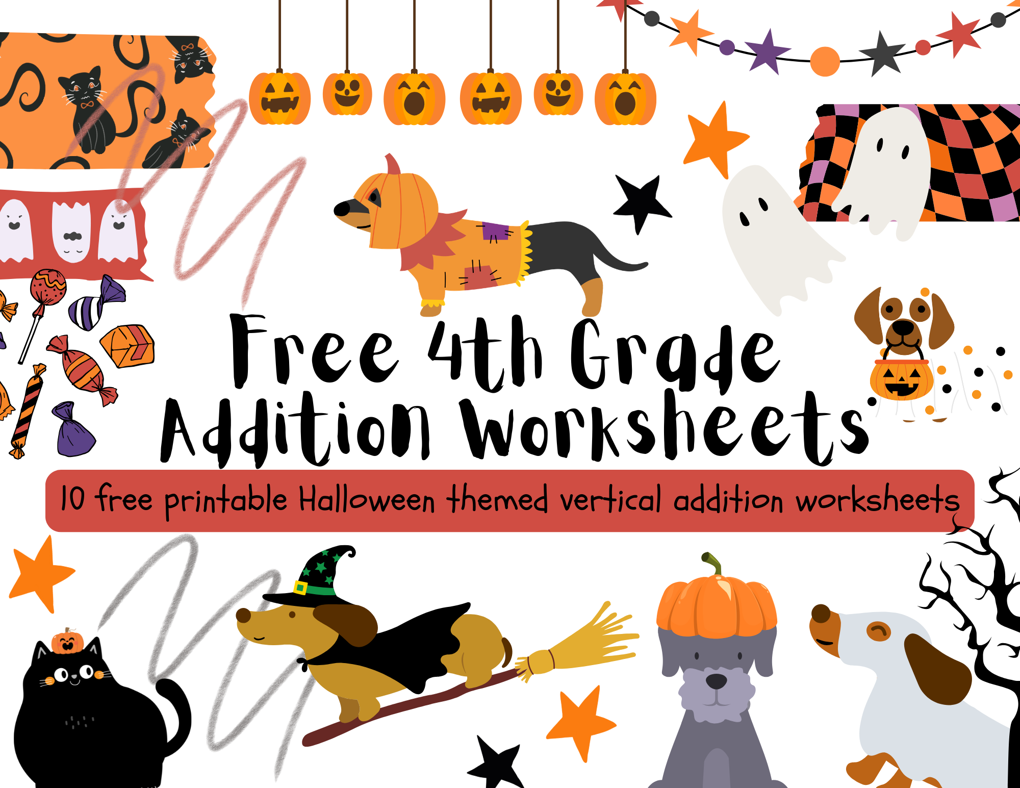 Add If You Dare: Free Halloween Addition Worksheets for 4th Grade