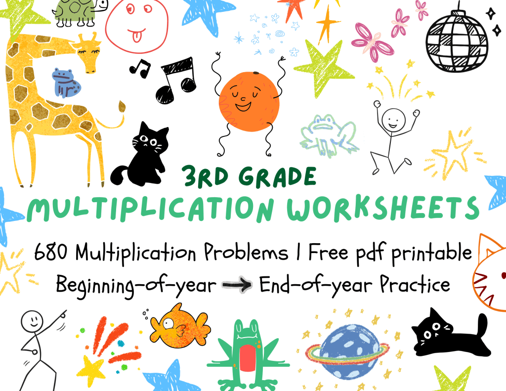 680 multiplication problems for 3rd grade