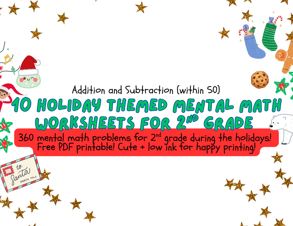 Free 2nd Grade Mental Math Worksheets: Christmas&nbsp;Edition