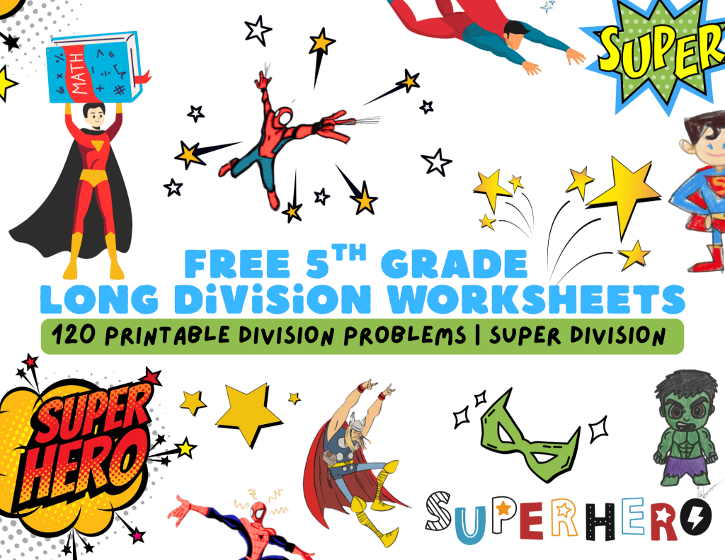 Free Super Division fifth grade long division worksheet featuring 12 problems with four-digit dividends and one-digit divisors.