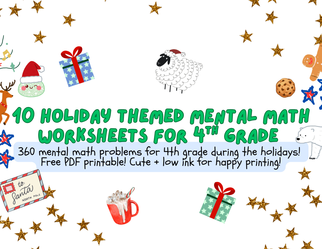 Free 4th Grade Mental Math Worksheets: Christmas Edition